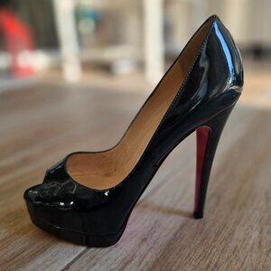 Christian Louboutin Lady Peeps Green Patent Leather Shoes Eur. 36.5